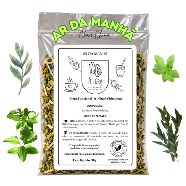 Chá e Chimarrão – Mitéra Wise – Blend Funcional – Ar da Manhã – Pacote 50g.