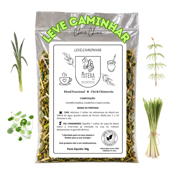 Chá e Chimarrão – Mitéra Wise – Blend Funcional – Leve Caminhar – Pacote 50g.