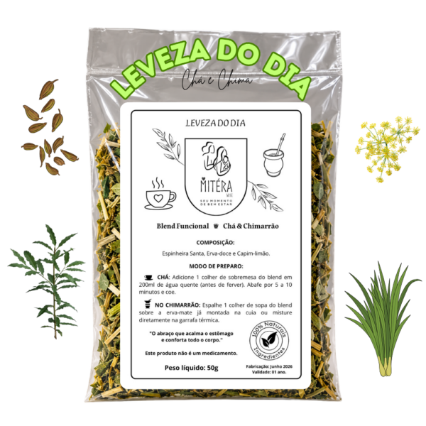 Chá e Chimarrão – Mitéra Wise – Blend Funcional – Leveza do Dia – Pacote 50g.