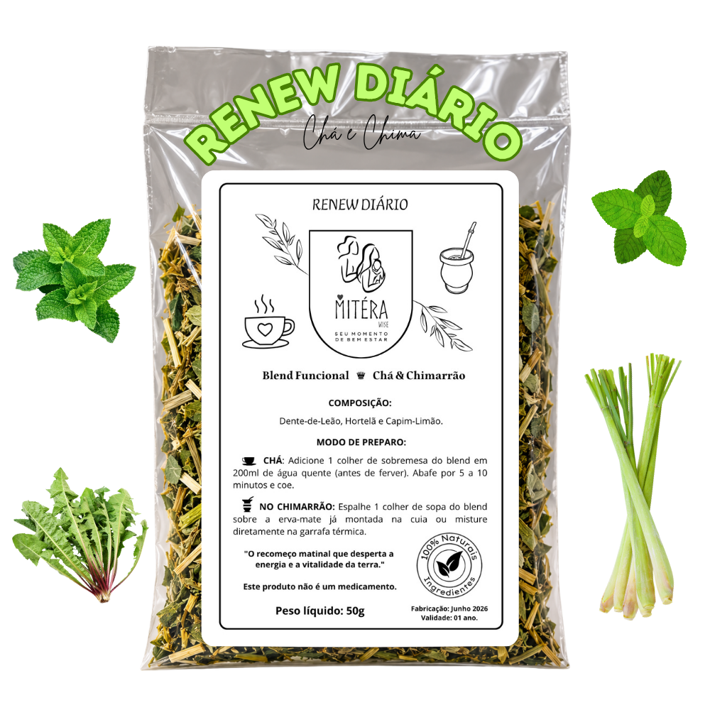 Chá e Chimarrão – Mitéra Wise – Blend Funcional – Renew Diário – Pacote 50g.