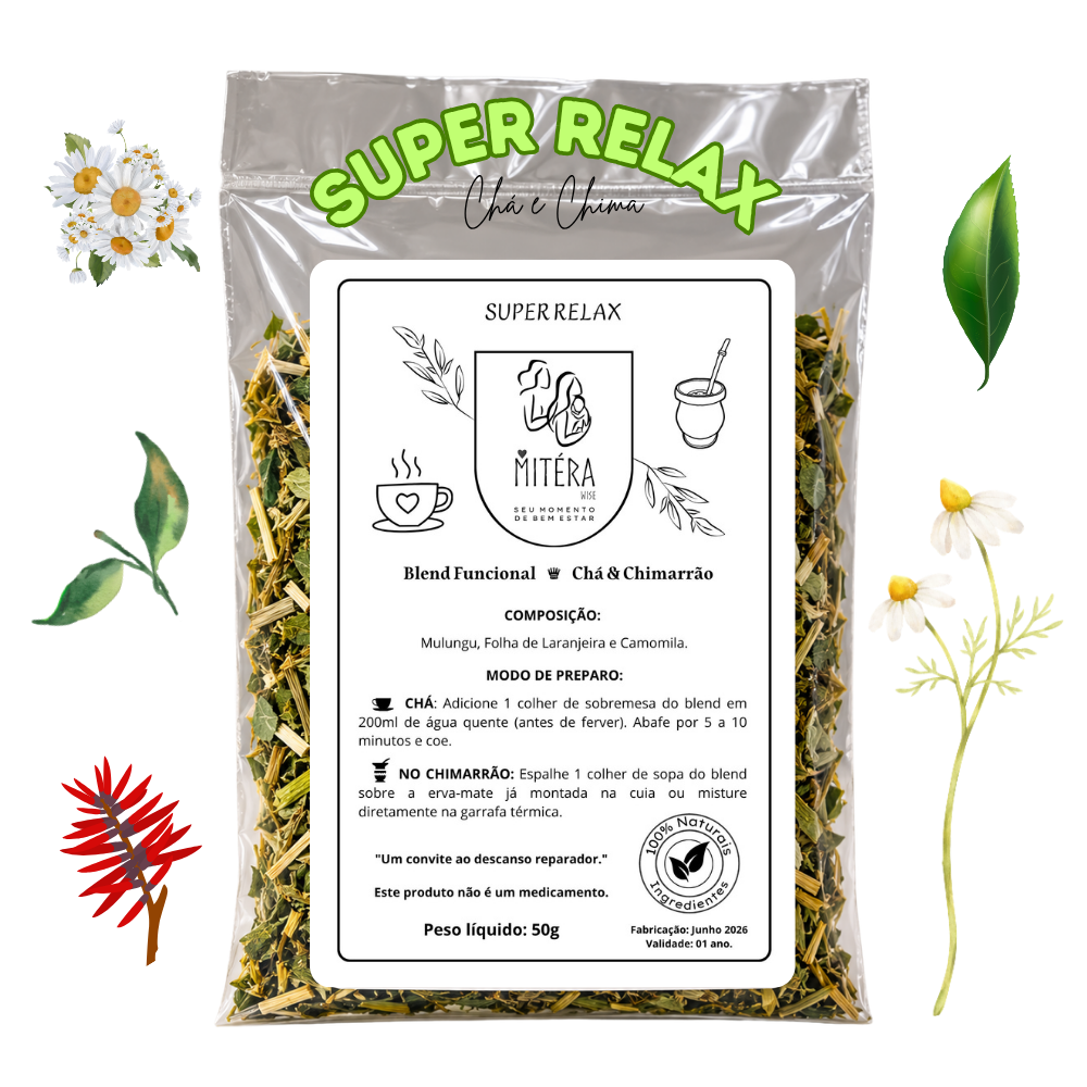 Chá e Chimarrão – Mitéra Wise – Blend Funcional – Super Relax – Pacote 50g.